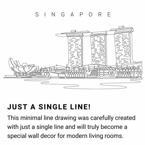 Singapore Skyline Art Print - Premium One Line Drawing Wall Art