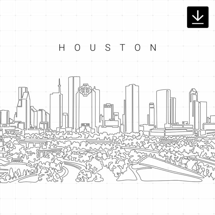 Houston Skyline Vector Art - Digital Download - EverLineArt