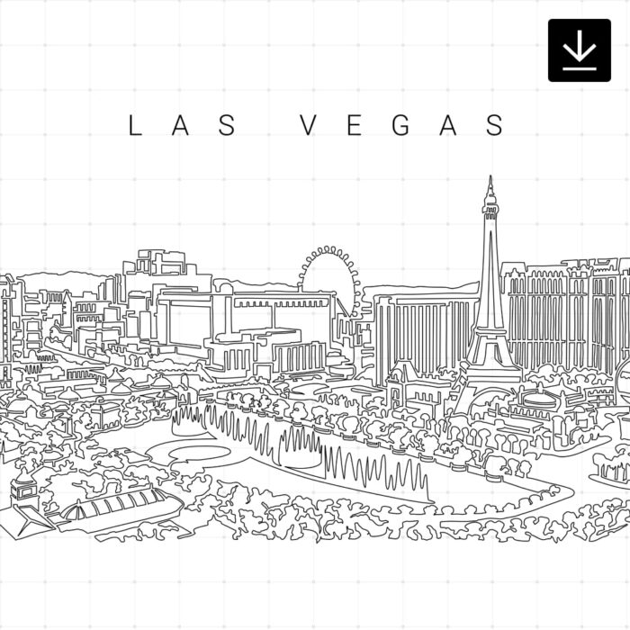 Las Vegas Skyline Vector Art - Digital Download - EverLineArt