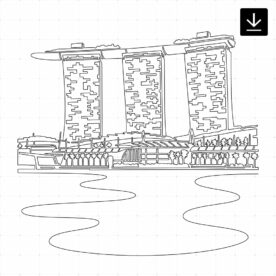 Singapore Marina Bay Sands Vector Art - Portrait - Digital Download ...