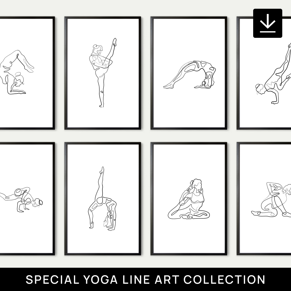 Yoga Line Art Collection Digital Download Single Line Art