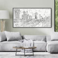 Framed Los Angeles Skyline Canvas Wall Art - Pano - Living Room - Light